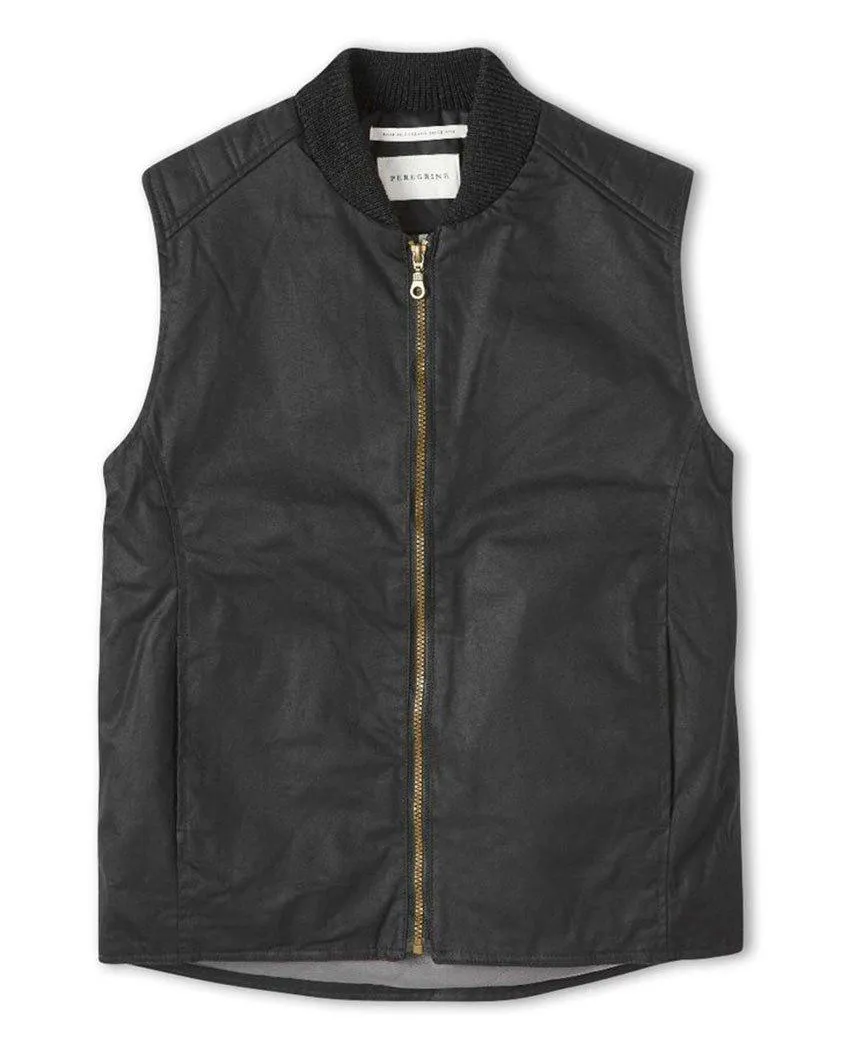 Waxed Biker Gilet Black