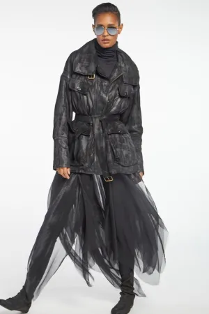 Waxed Suede 3/4 Long Padded Coat