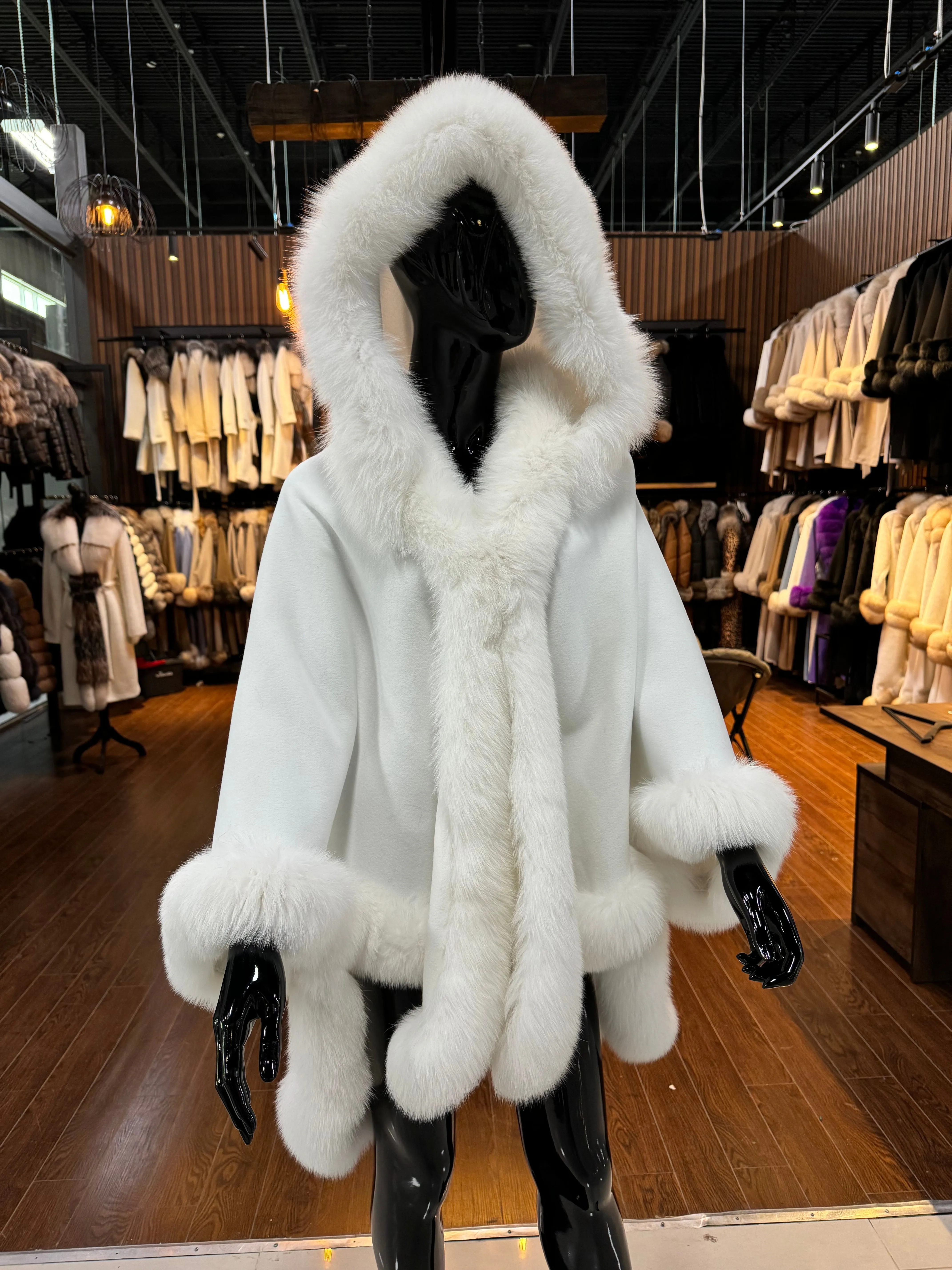 White Fox Fur Poncho