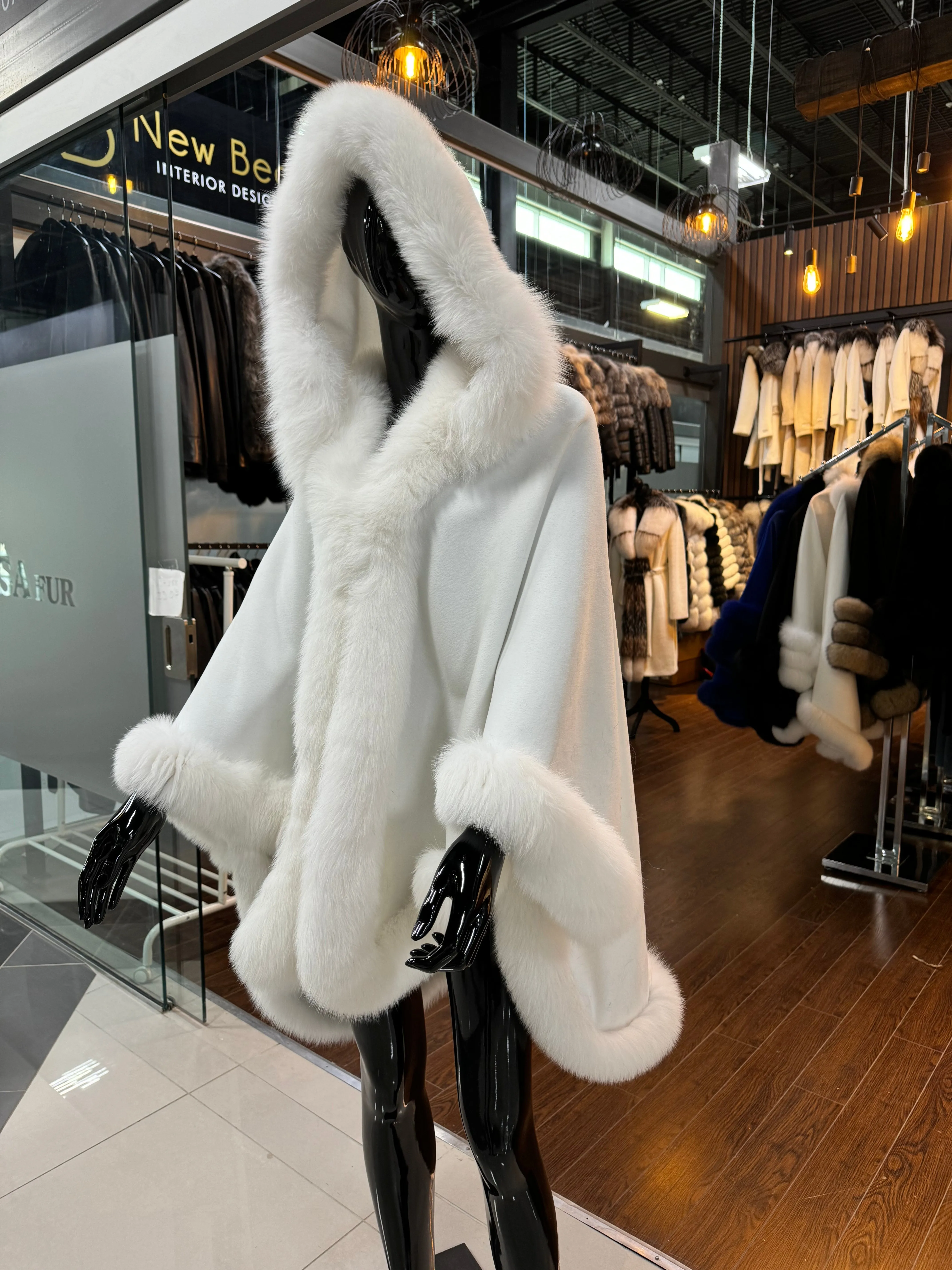 White Fox Fur Poncho