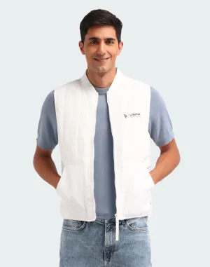 White Half Sleeves Colour blocked Regular Fit Jacket