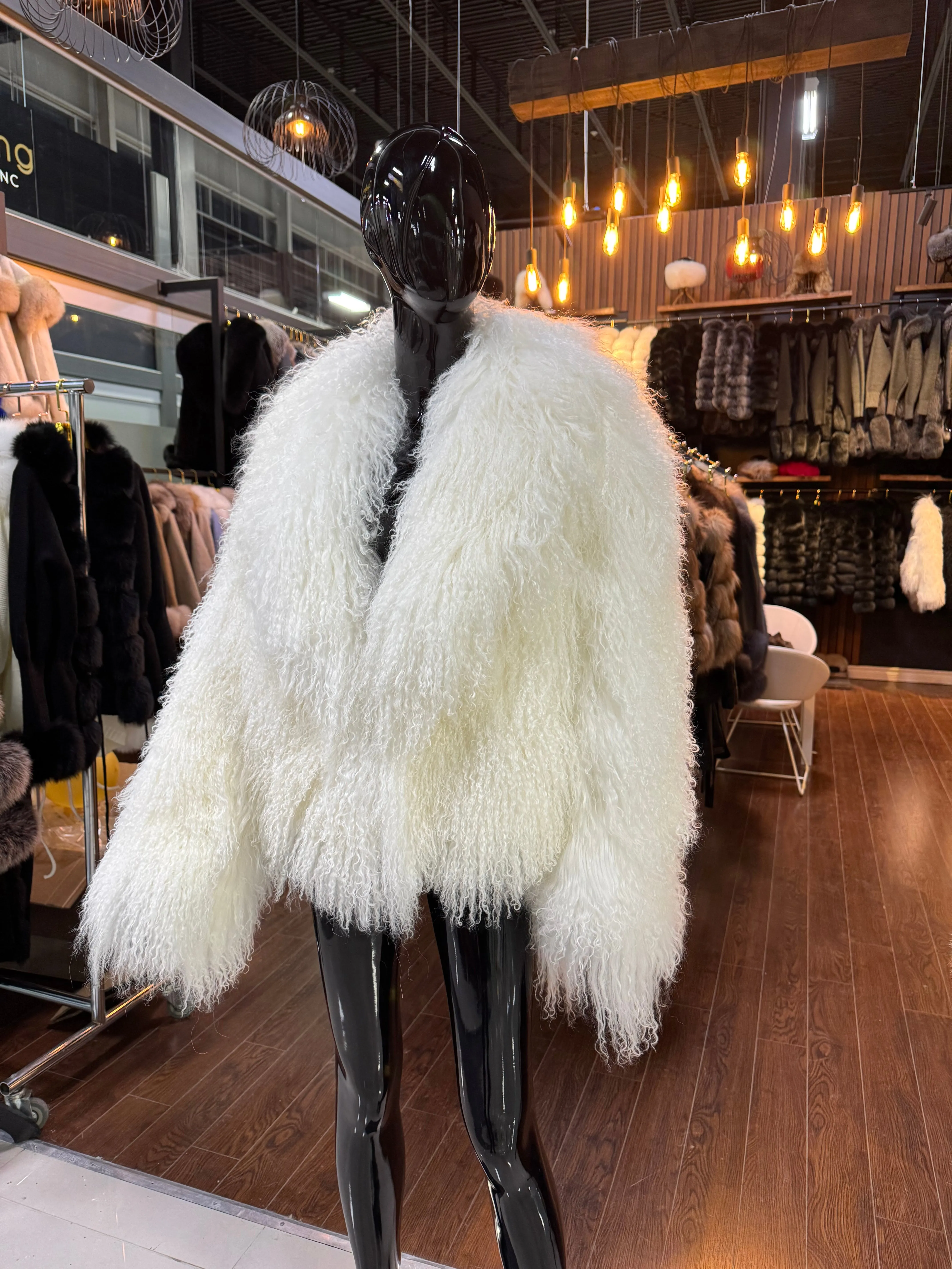 White Tibetan Fur Jacket
