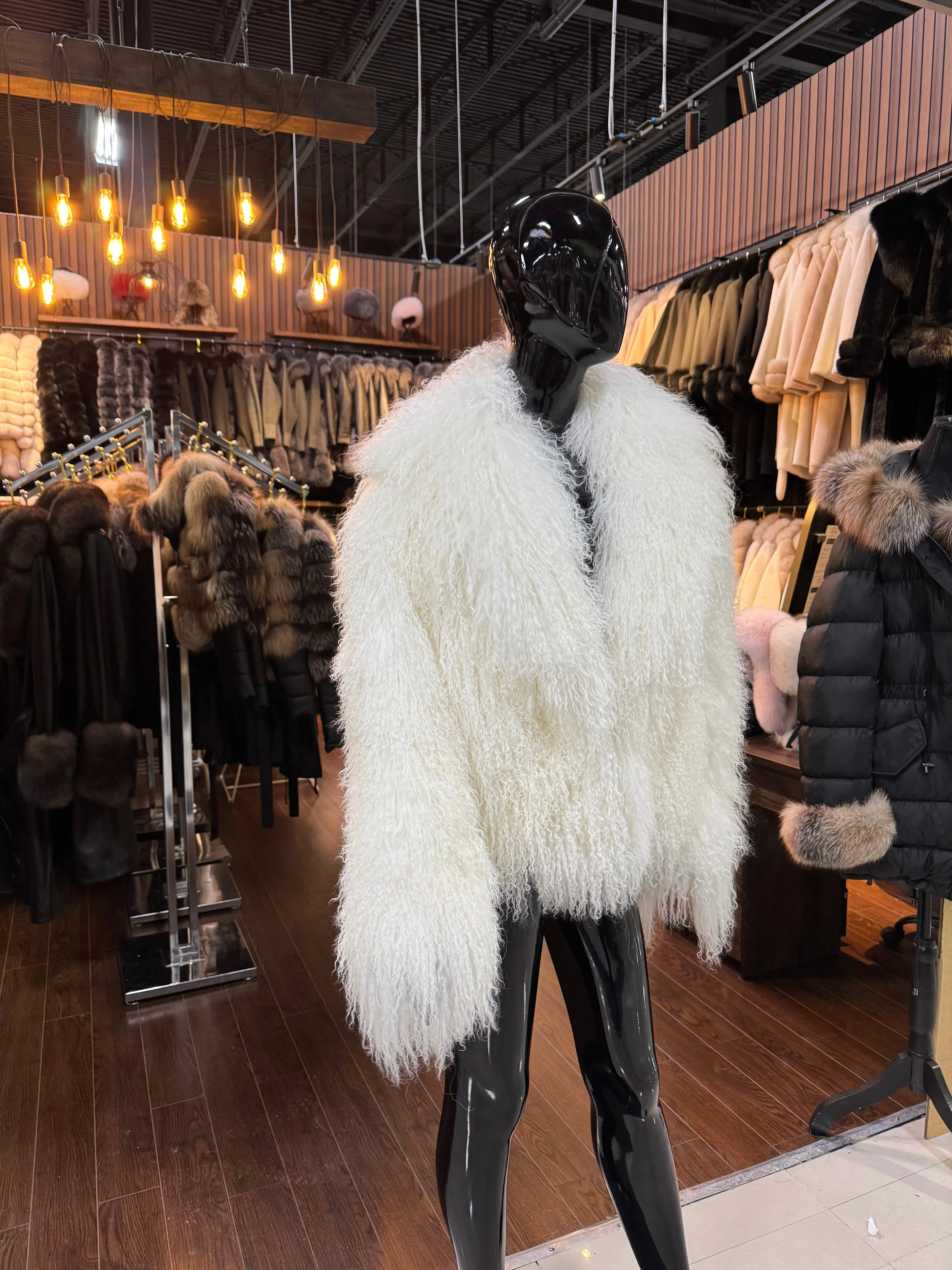 White Tibetan Fur Jacket