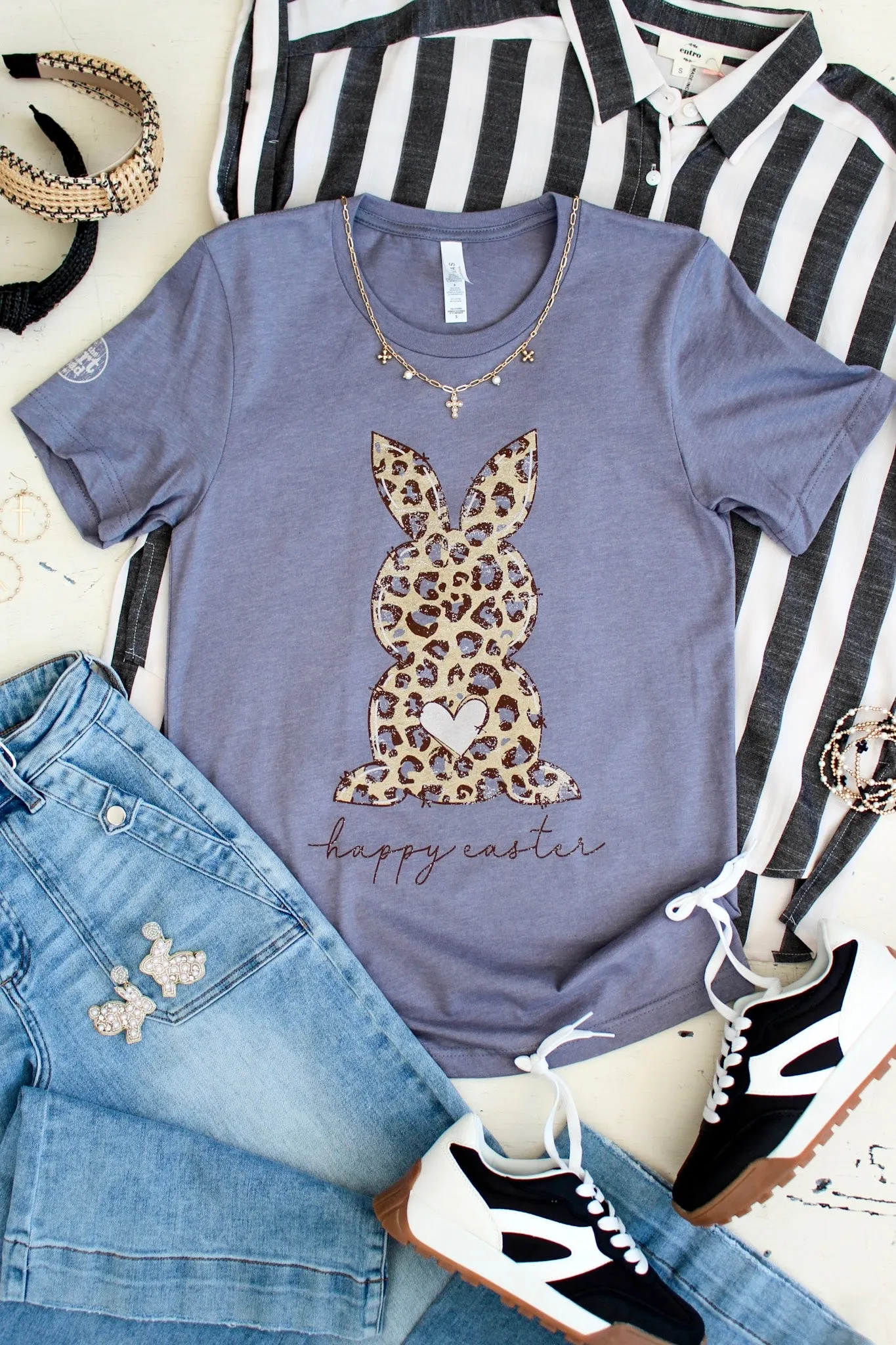 Wild Bunny Happy Easter Graphic Tee • Graphite