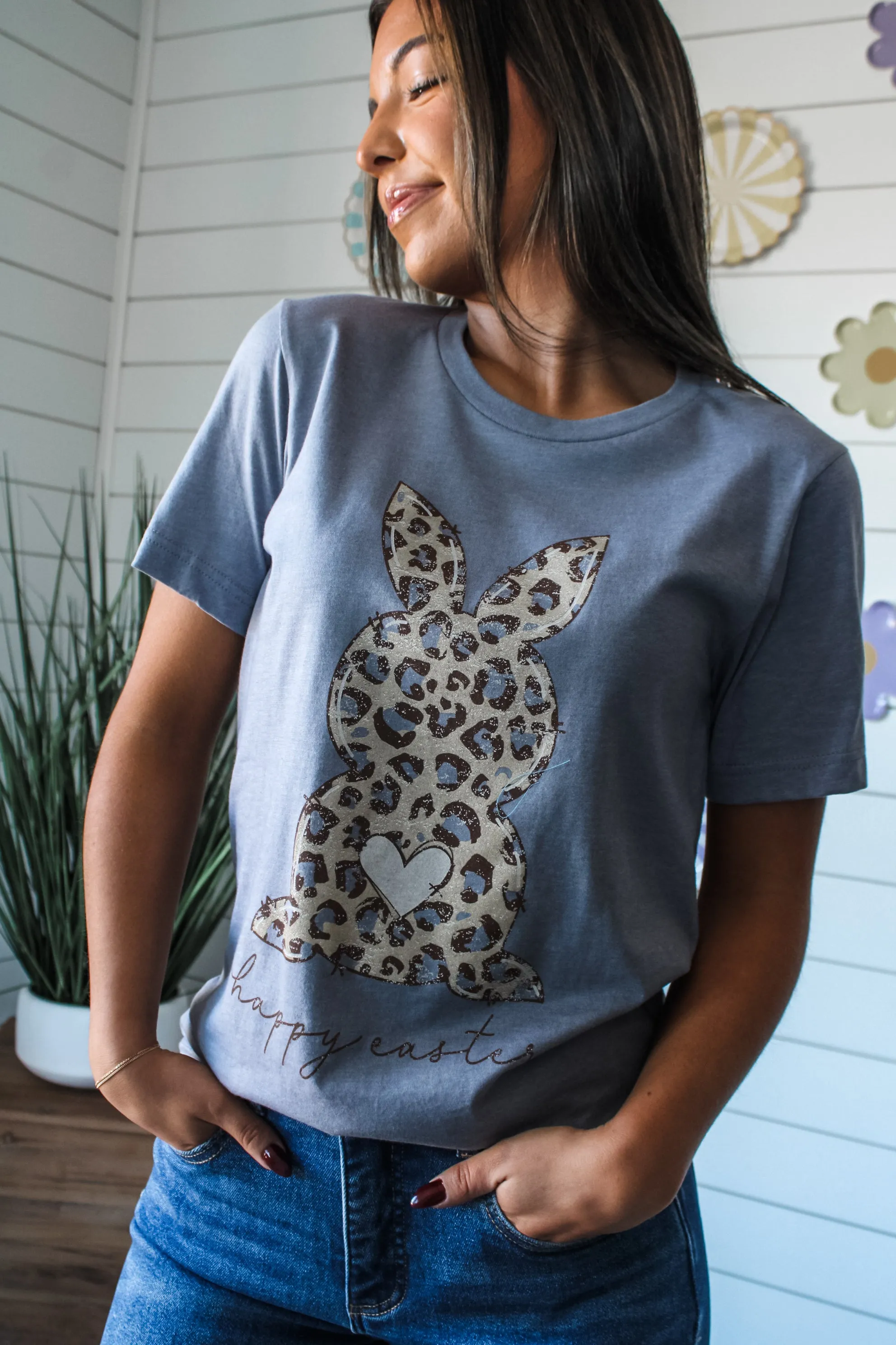 Wild Bunny Happy Easter Graphic Tee • Graphite