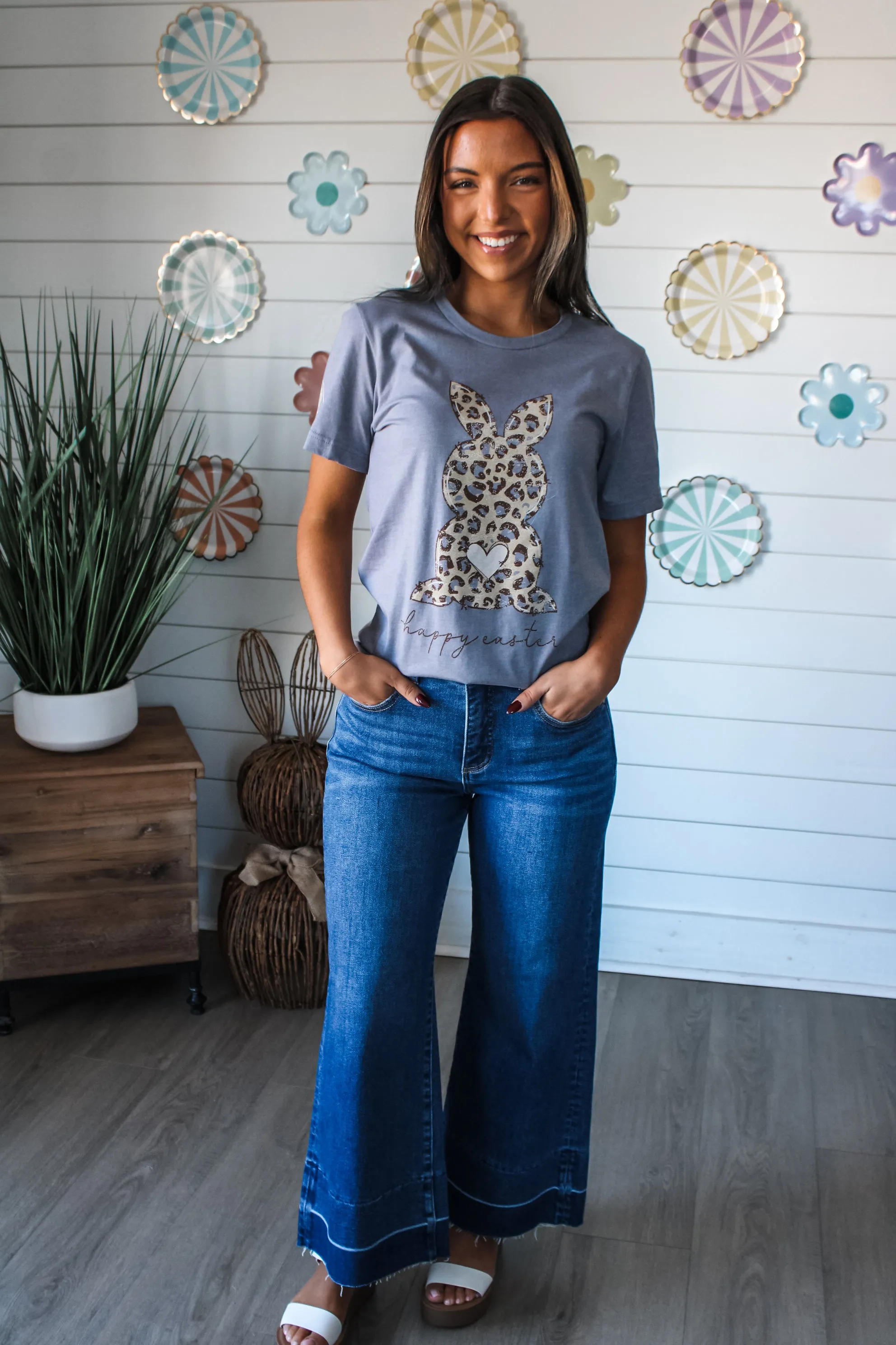 Wild Bunny Happy Easter Graphic Tee • Graphite