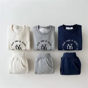 Winter and Autumn Kids Unisex Casual Letters Pattern Long Sleeves Top