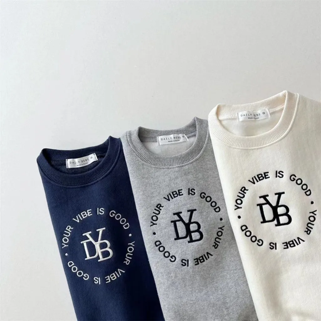 Winter and Autumn Kids Unisex Casual Letters Pattern Long Sleeves Top