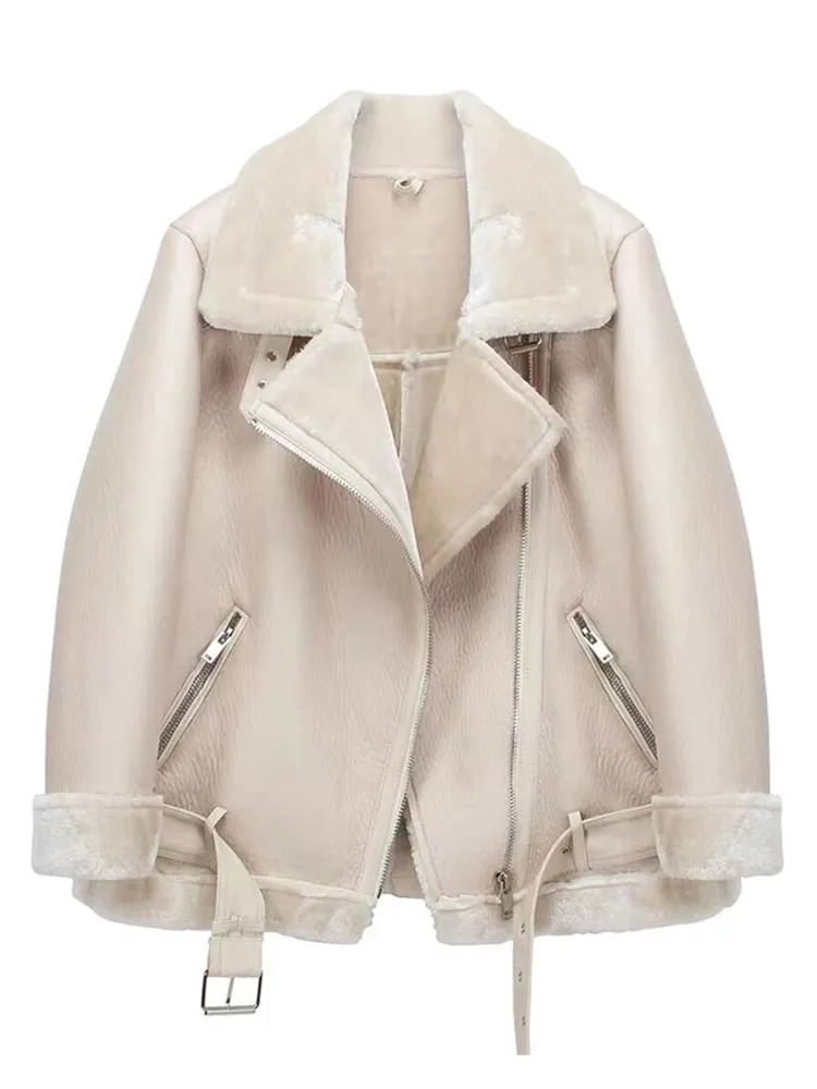 Winter Coats Women Thickness Faux Leather  Female  Jacket
