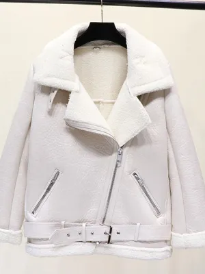 Winter Coats Women Thickness Faux Leather  Female  Jacket