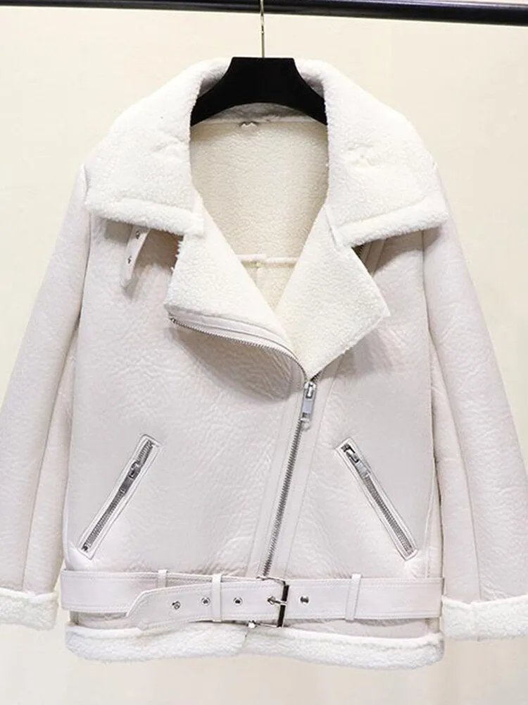 Winter Coats Women Thickness Faux Leather  Female  Jacket