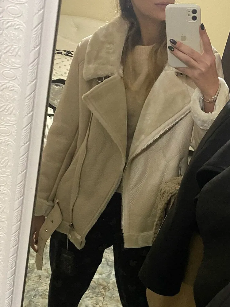 Winter Coats Women Thickness Faux Leather  Female  Jacket