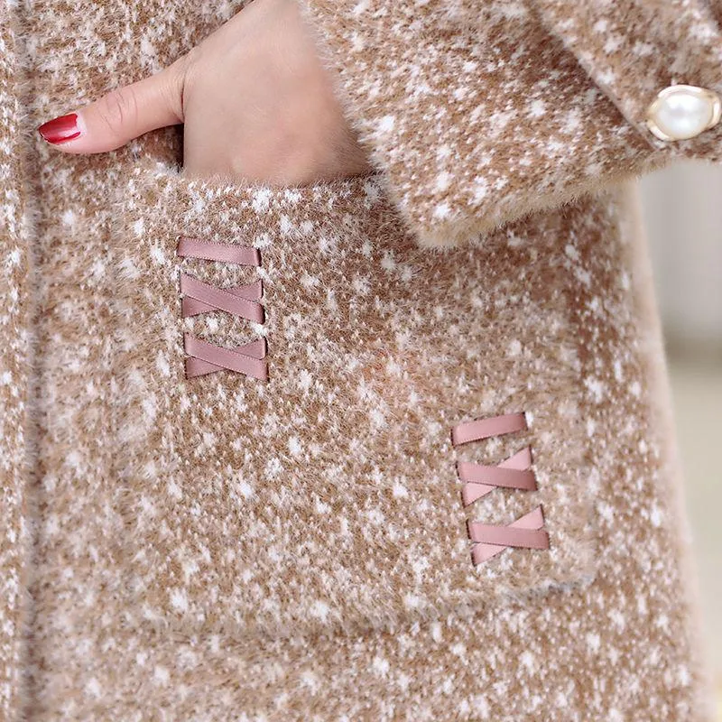 Winter Fashion and Elegant Women's Cotton Coat Mid-length Mink Velvet Thick Warm Fur Coat