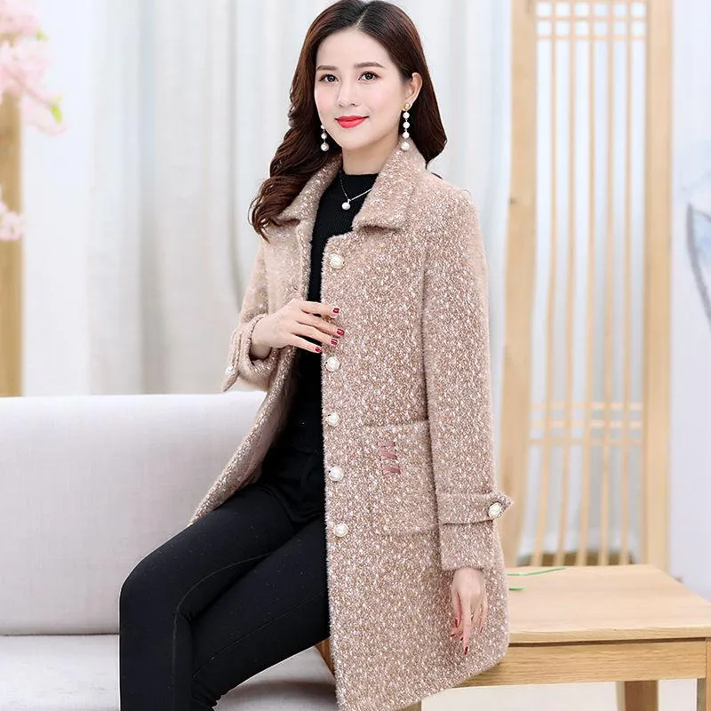 Winter Fashion and Elegant Women's Cotton Coat Mid-length Mink Velvet Thick Warm Fur Coat