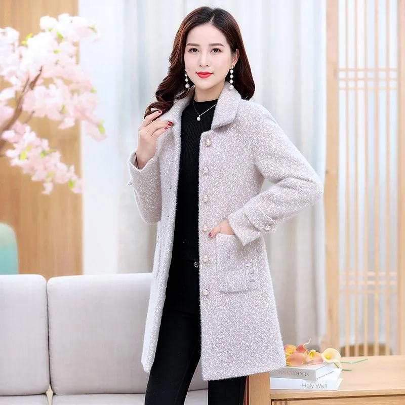 Winter Fashion and Elegant Women's Cotton Coat Mid-length Mink Velvet Thick Warm Fur Coat
