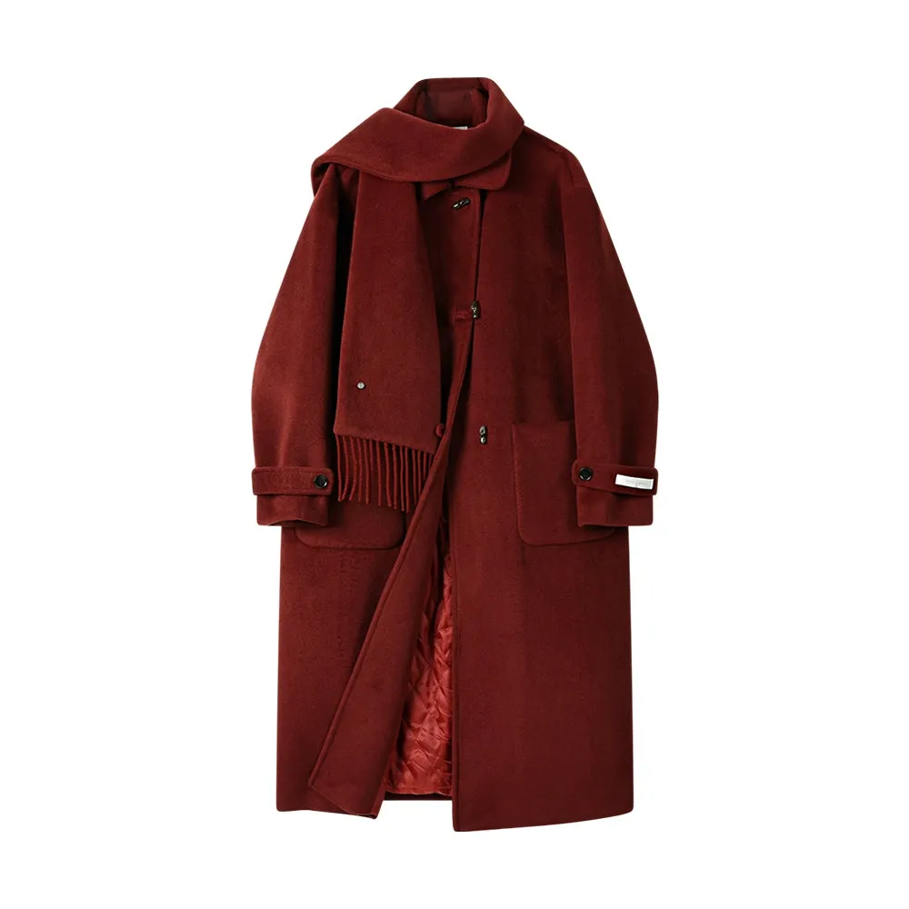 Winter Quilted Long Woolen Coat