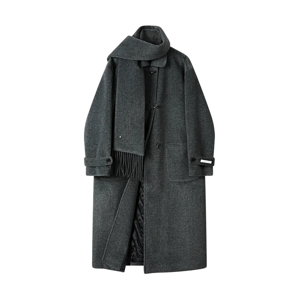 Winter Quilted Long Woolen Coat