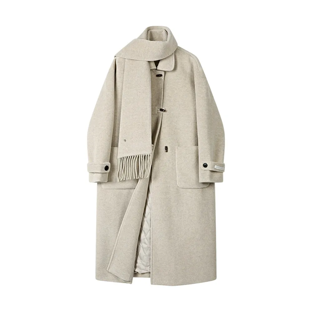 Winter Quilted Long Woolen Coat