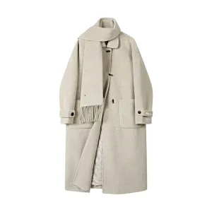 Winter Quilted Long Woolen Coat