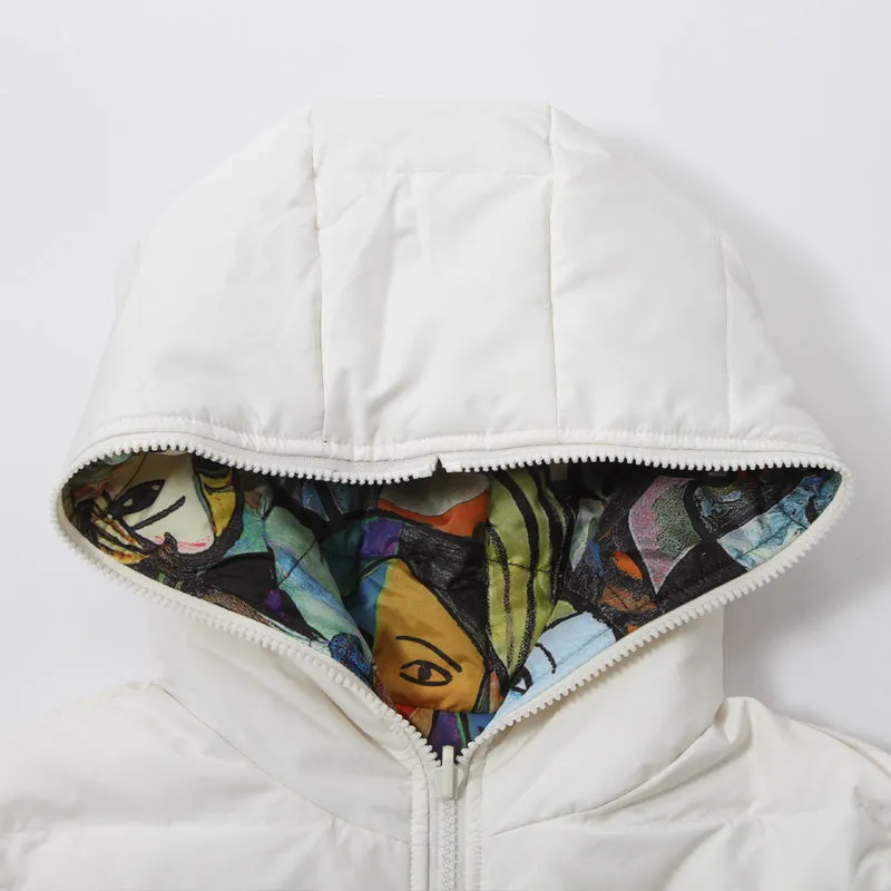 Winter Solid Color Long Sleeve Hooded Down Jacket