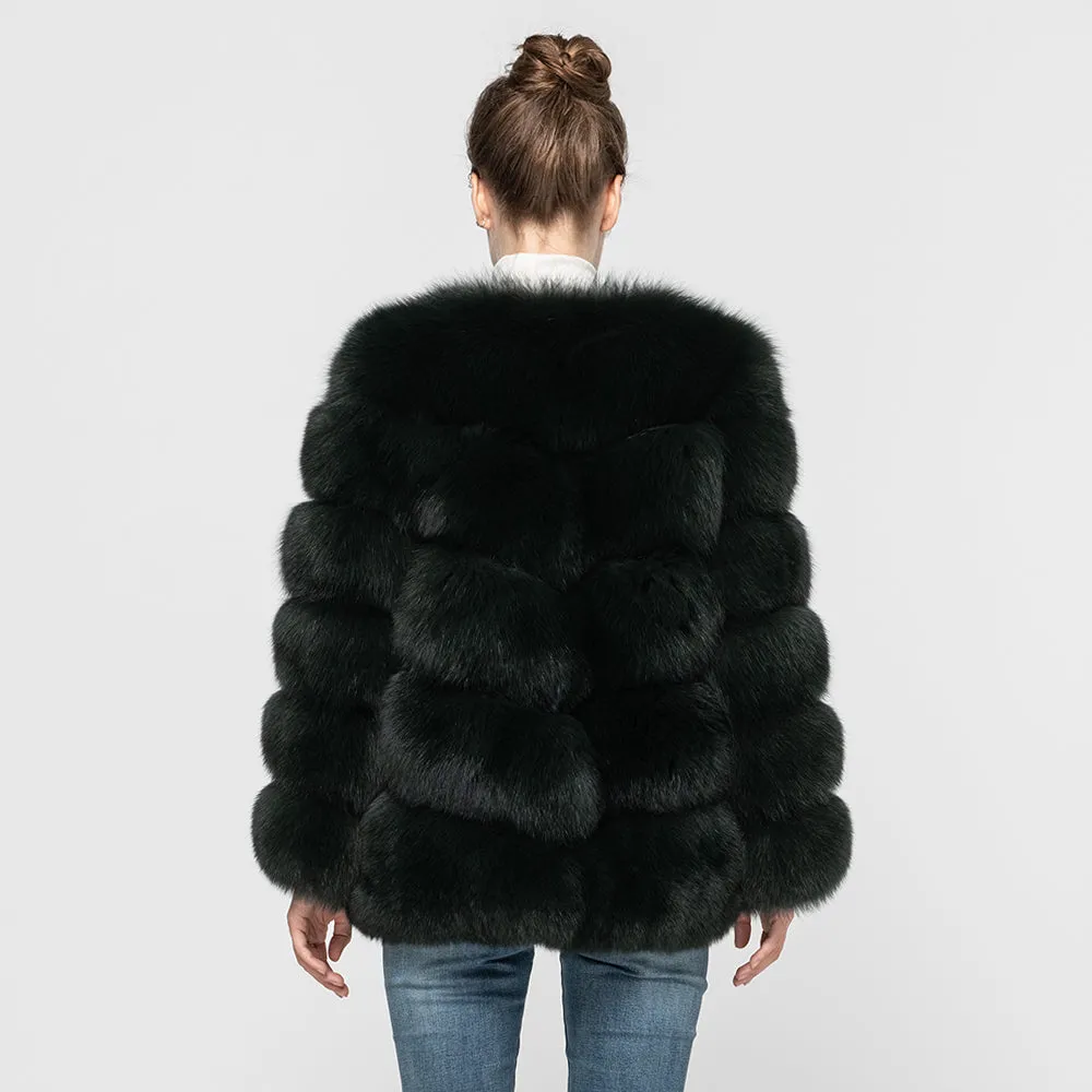 Winter Warm Fluffy White Fur Coats 2021 Real Fox Fur Coat Women