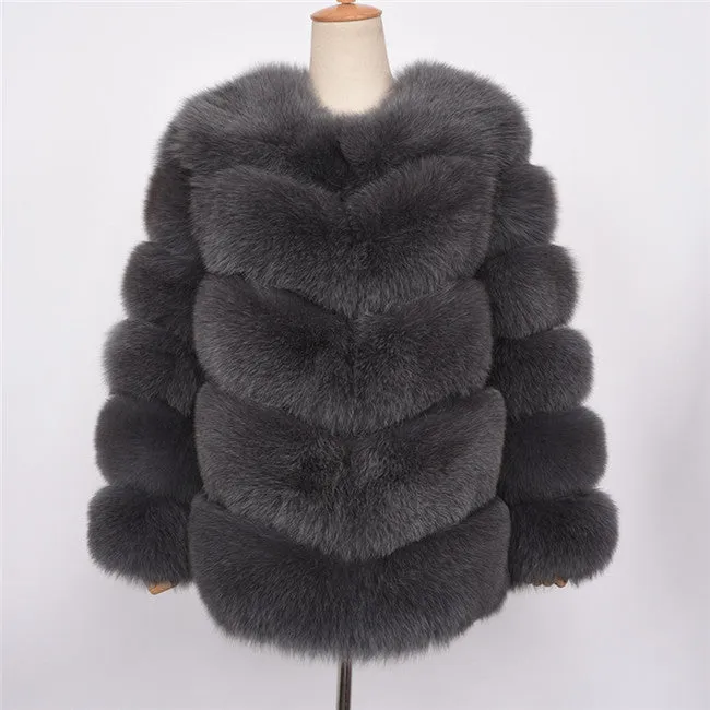 Winter Warm Fluffy White Fur Coats 2021 Real Fox Fur Coat Women