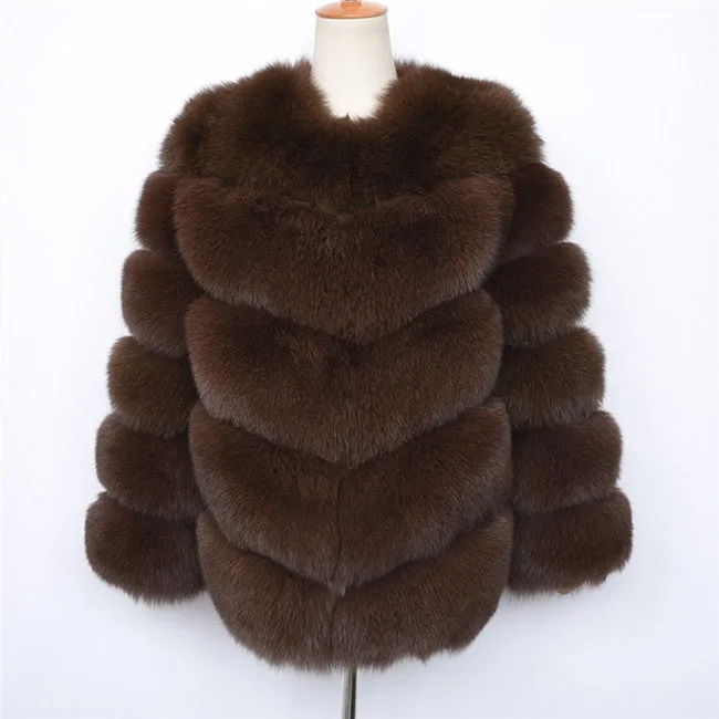 Winter Warm Fluffy White Fur Coats 2021 Real Fox Fur Coat Women