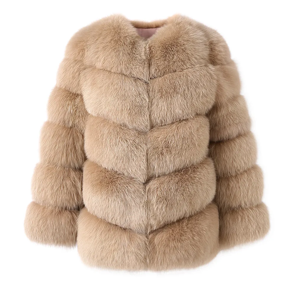 Winter Warm Fluffy White Fur Coats 2021 Real Fox Fur Coat Women