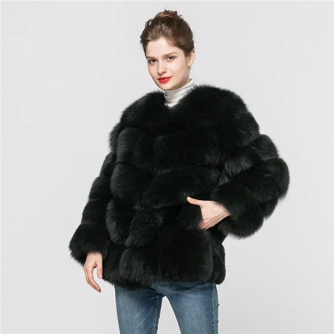 Winter Warm Fluffy White Fur Coats 2021 Real Fox Fur Coat Women