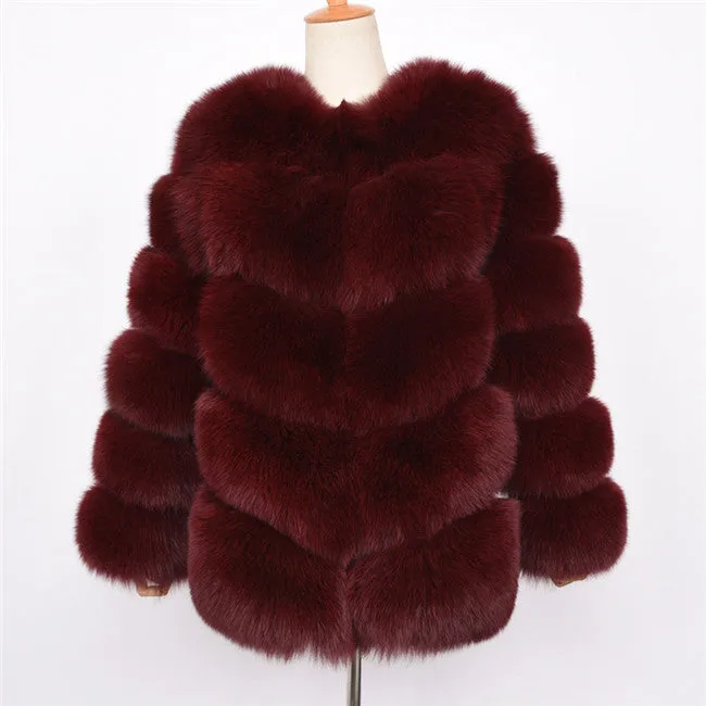 Winter Warm Fluffy White Fur Coats 2021 Real Fox Fur Coat Women
