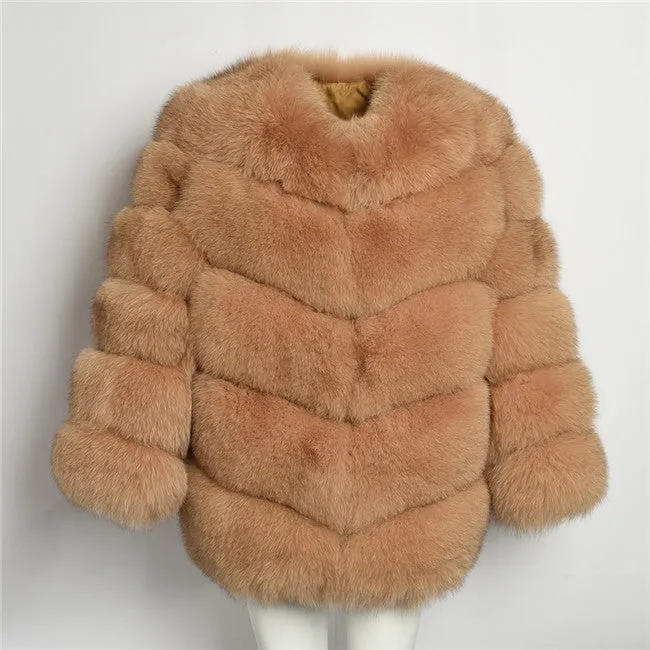 Winter Warm Fluffy White Fur Coats 2021 Real Fox Fur Coat Women