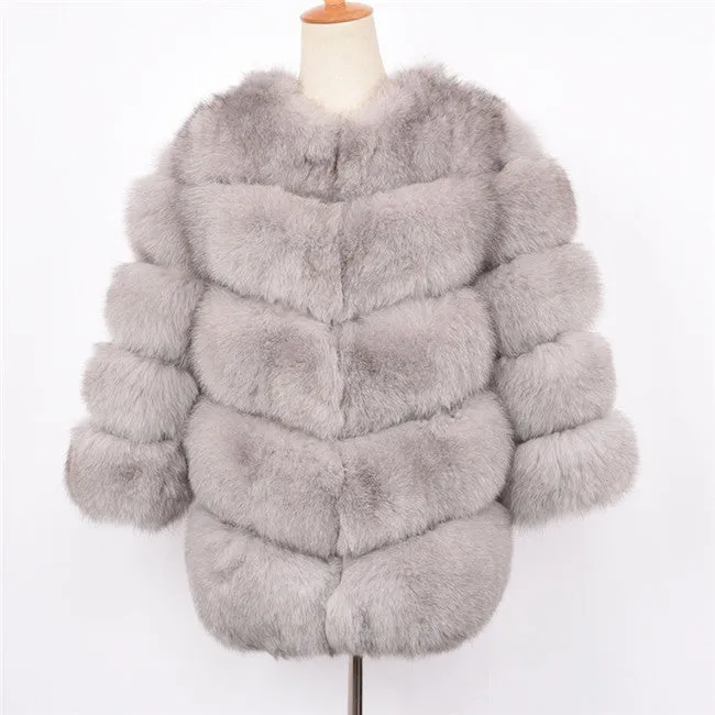 Winter Warm Fluffy White Fur Coats 2021 Real Fox Fur Coat Women