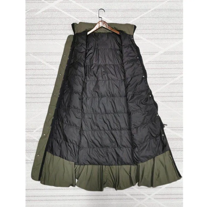 Women  Nylon Zipper Trench with 90% White Duck Down