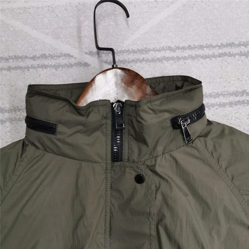 Women  Nylon Zipper Trench with 90% White Duck Down