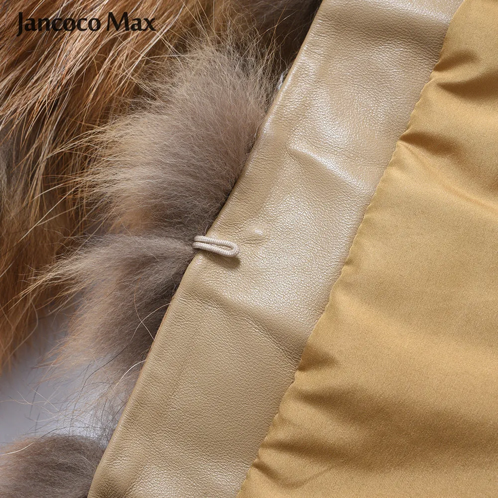 Women Real Raccoon Fur Coat Women Hooded Fashion Long Jacket