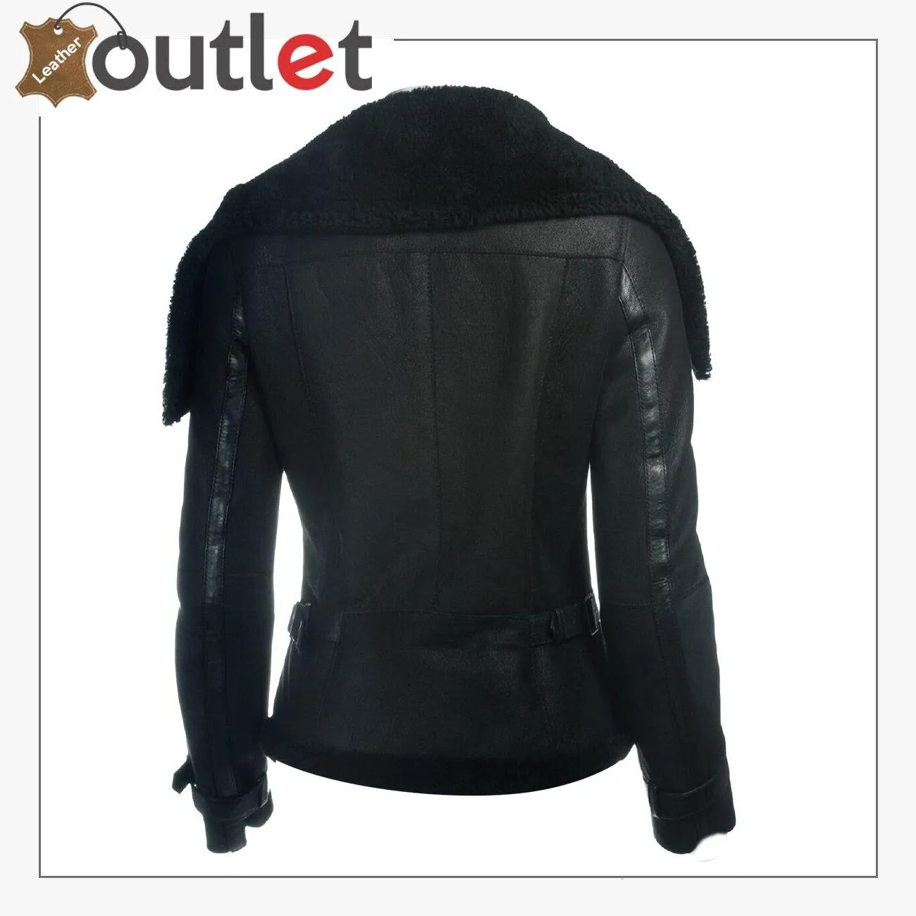 Women Sheepskin Oversized Collar Jacket