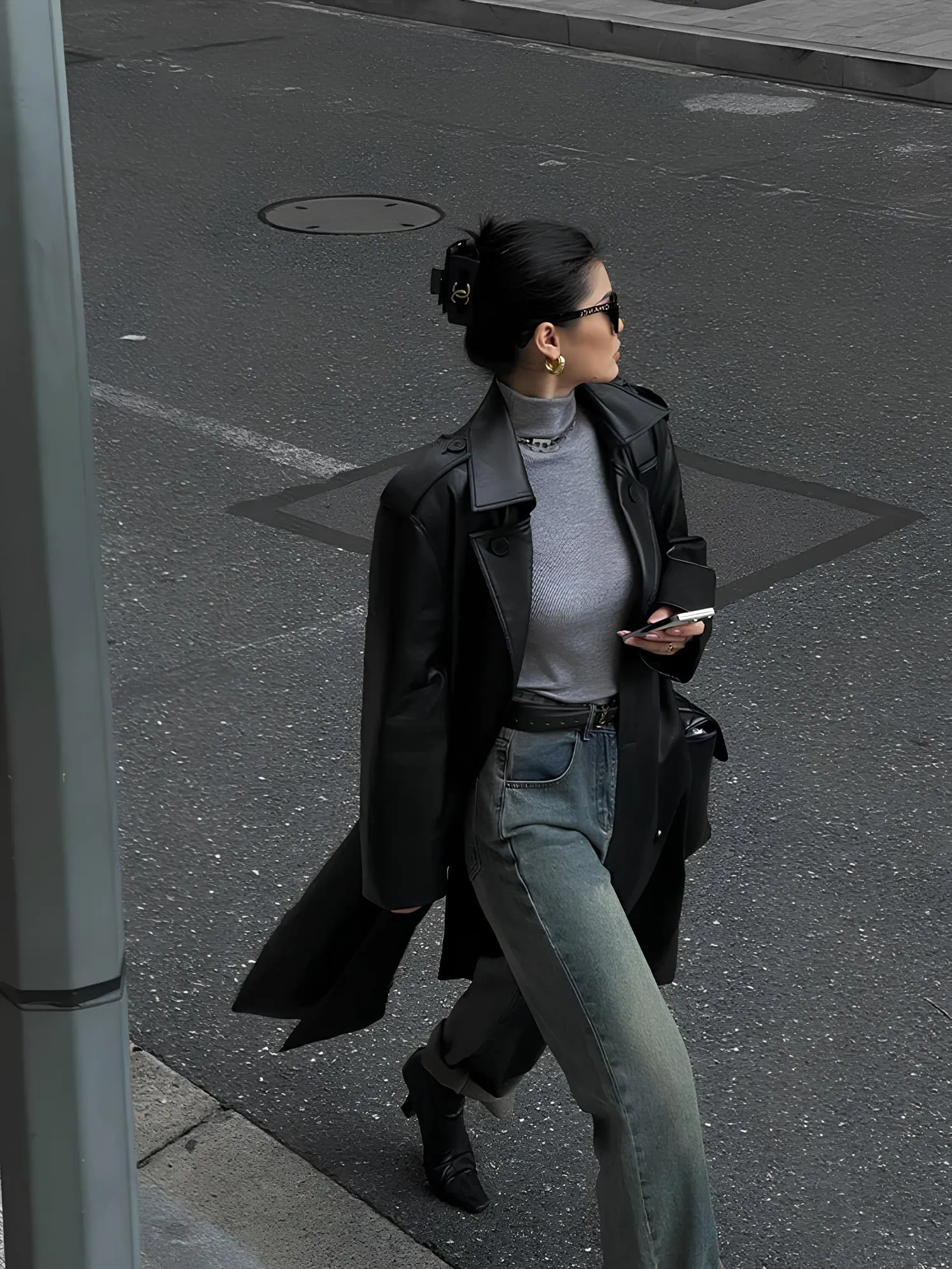 Women’s Faux Leather Long Coat – Sleek, Edgy & Timeless