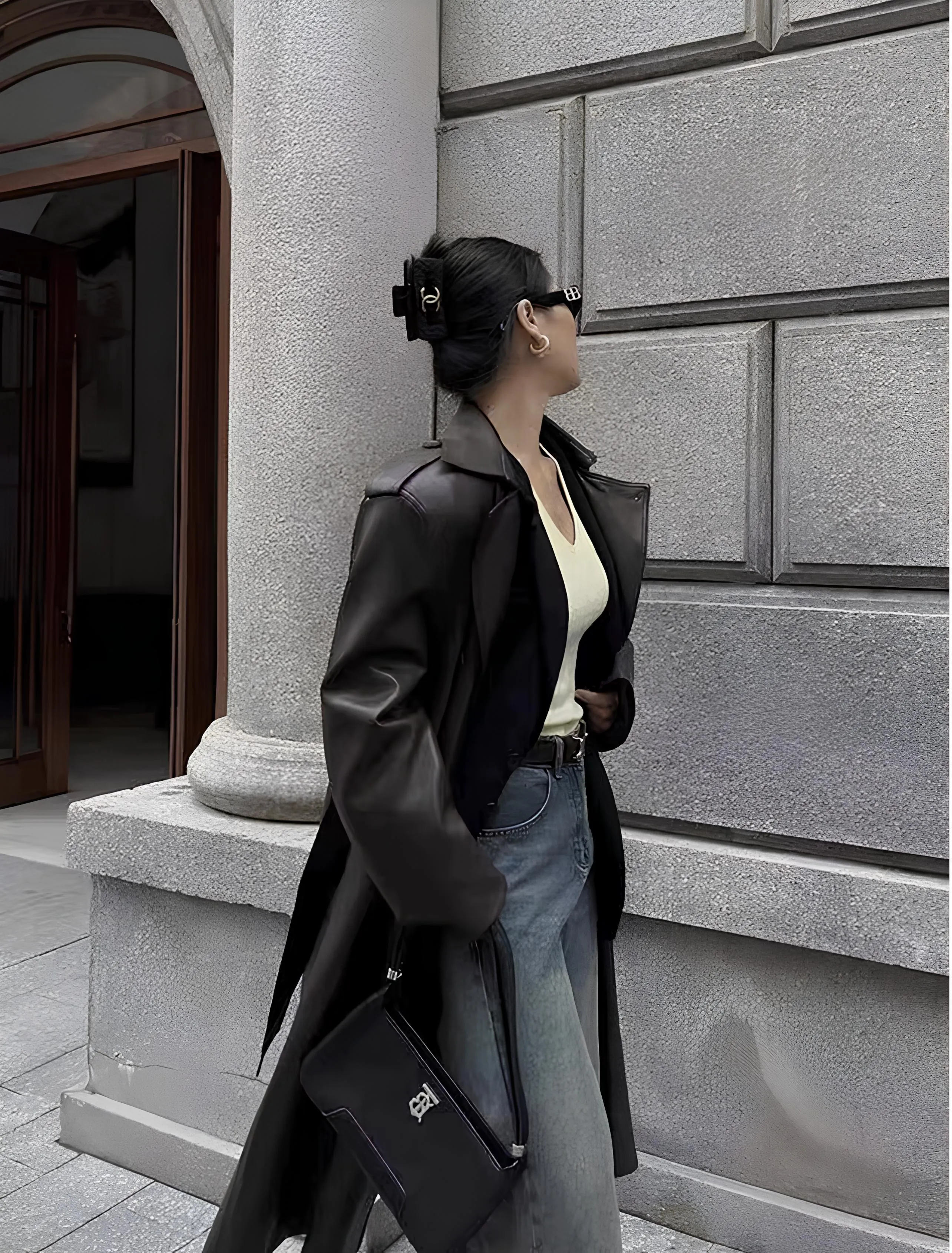 Women’s Faux Leather Long Coat – Sleek, Edgy & Timeless
