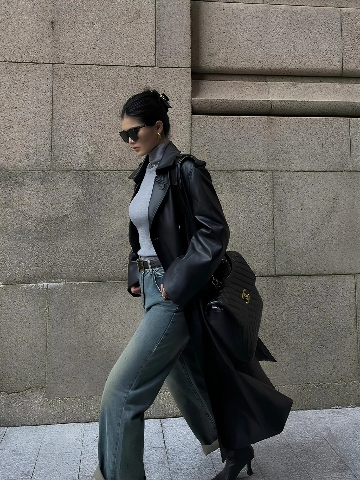 Women’s Faux Leather Long Coat – Sleek, Edgy & Timeless