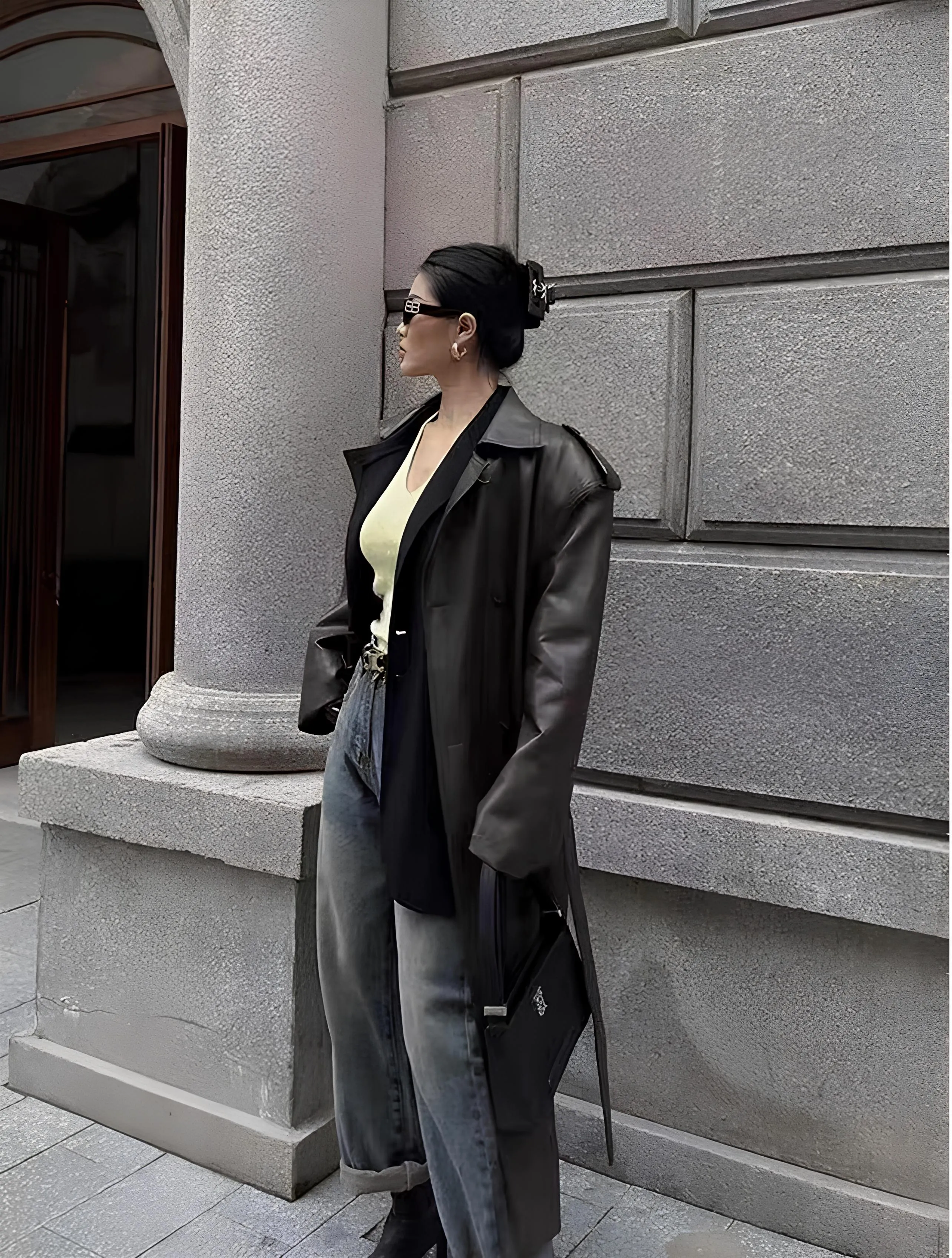 Women’s Faux Leather Long Coat – Sleek, Edgy & Timeless