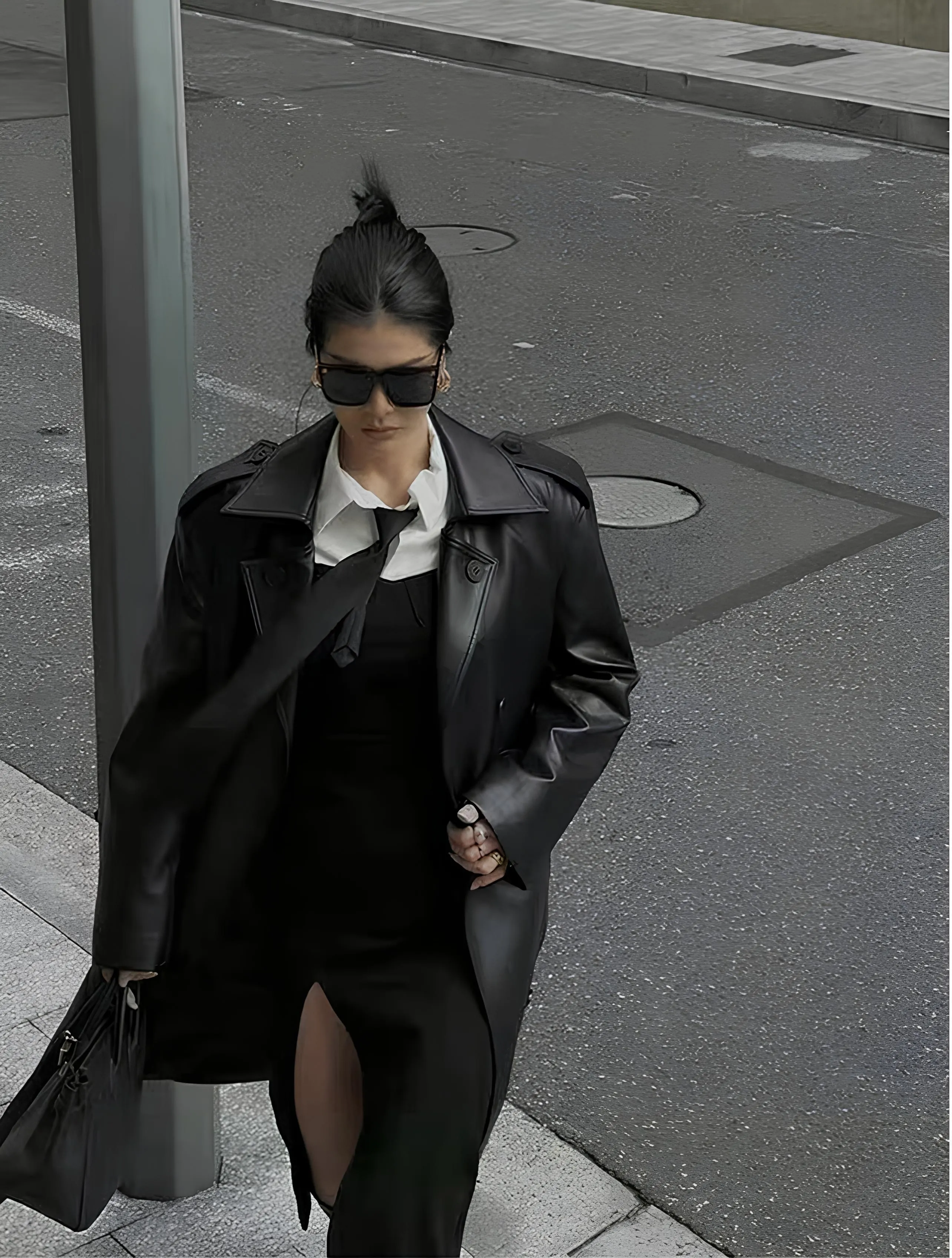 Women’s Faux Leather Long Coat – Sleek, Edgy & Timeless
