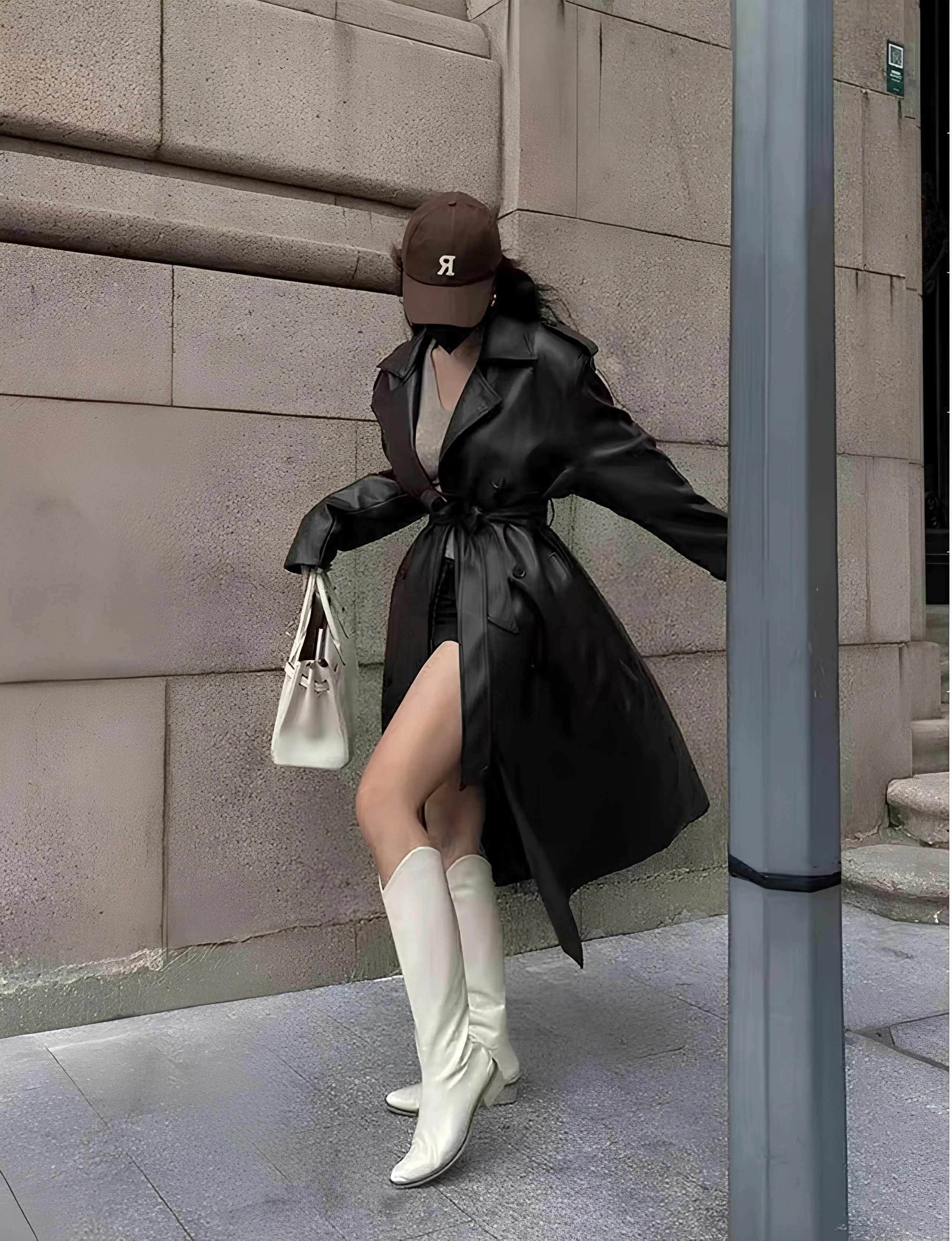 Women’s Faux Leather Long Coat – Sleek, Edgy & Timeless