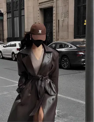 Women’s Faux Leather Long Coat – Sleek, Edgy & Timeless