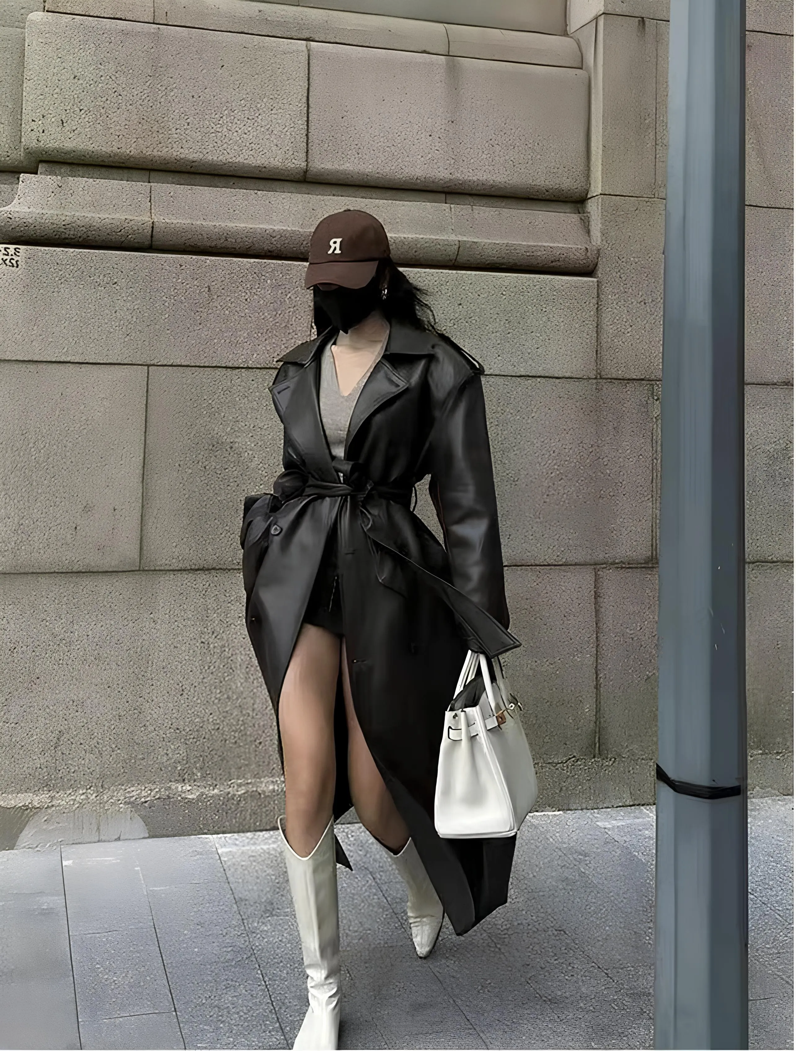 Women’s Faux Leather Long Coat – Sleek, Edgy & Timeless