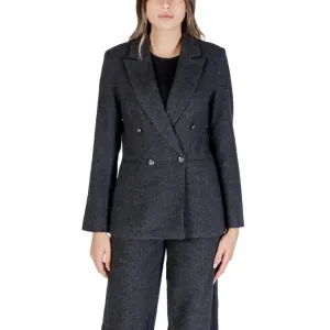 Women's Grey Blazer with Lapel Collar and Front Pockets