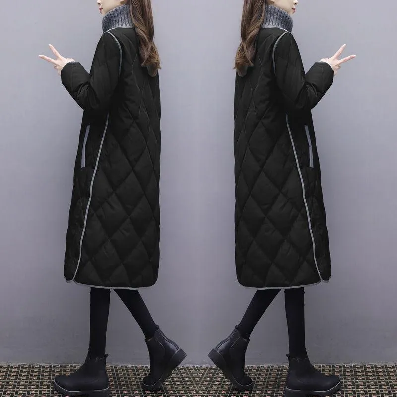 Women's Over-the-knee Jackets, Women's Down Jackets, Mid-length, Large-size Loose and Thick Cotton Jackets
