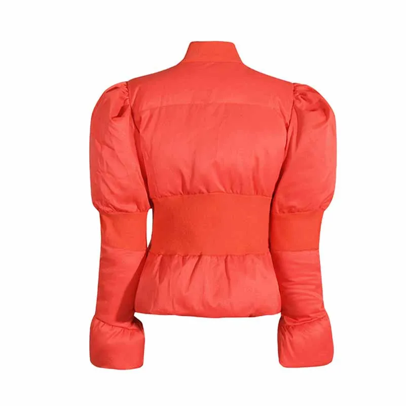 Women's Puff-Sleeve Cropped Padded Jacket Cotton Coat