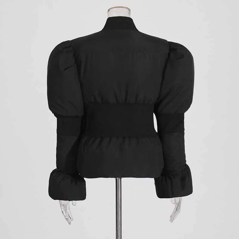 Women's Puff-Sleeve Cropped Padded Jacket Cotton Coat