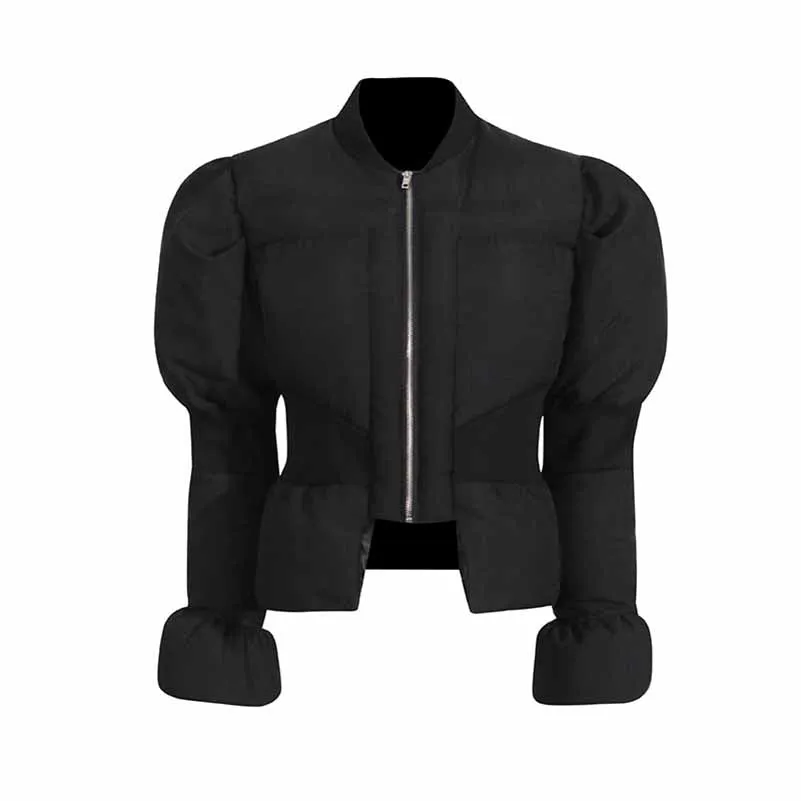 Women's Puff-Sleeve Cropped Padded Jacket Cotton Coat