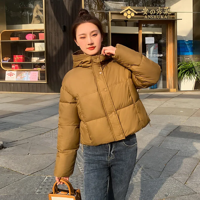 Women's Simple Casual Hooded Short Down Jacket